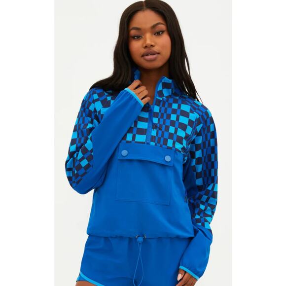 Beach Riot Atticus Pullover Imperial Blue Check In Size M - Picture 1 of 7